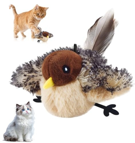 Yizemay Katzenspielzeug Vogel Fliegt Elektrisch, Interaktives Katzenspielzeug Elektrisch, Selbstbeschäftigung Vogel für Katzen, Automatische Katzen Spielsachen mit Katzenminze