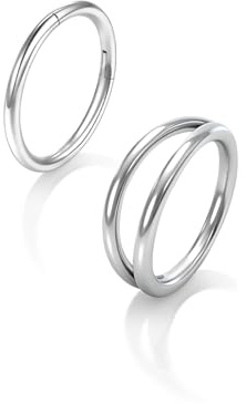 TOOUT Nose Rings Hoops 2 Pcs Titanium Septum Rings 18G Hinged Nose Rings for Women Conch Hoop Septum Jewelry Body Piercing Rings Hypoallergenic Rings Cartilage Daith Helix Rook Earrings 8mm