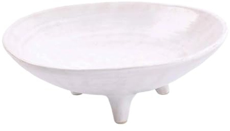 Sharplace Coupe à fruits en céramique à 3 pieds, plat sur piédestal, plateau à dessert multifonctionnel, panier décoratif, assiette sur pied pour fête, bijoux, Blanc Dia 15.5 Cm