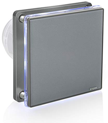 STERR Grey Bathroom Fan 100 mm with LED - Bathroom Fan - Glass Front - Modern Look - BFS100L-G - 10 W