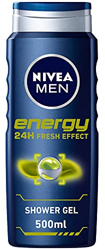 NIVEA MEN Gel Douche Energy (1 x 500 ml) - Soin lavant enrichi en extrait de menthe vivifiante - Gel douche homme 3 EN 1 — Soin nettoyant Corps Visage & Cheveux Vivifiant Effet Fraîcheur 24H