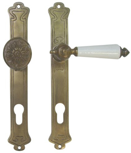 Wohnungstür Beschlag Jugendstil Art Deco Messing antik #29-3-AW-72