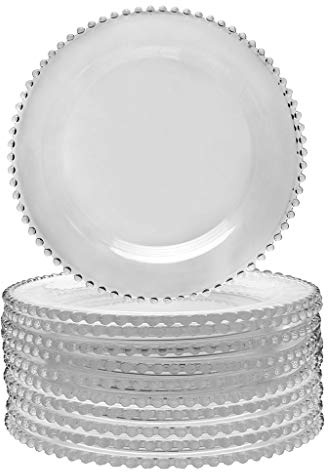 Set of 10 Glass Dinner Plates Beaded Edge Alfresco Dining Tableware 26.5cm | Bella Perle, Dinner Plate, Dining Plate, Dinner Set, Beaded Edge, Glass Crockery, Hand Wash Only