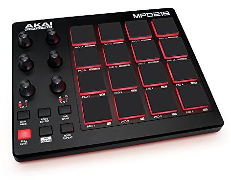AKAI Professional MPD218 - USB MIDI Pad Controller and Drum Machine with MPC Pads, Assignable Knobs, Note Repeat & Full Level Buttons, Production Software
