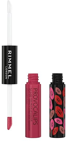 Rimmel London Provocalips 16hr Kiss-Proof Lip Color - Two-Step Liquid Lipstick to Lock in Color and Shine - 210 Flirty Fling, .14 fl.oz.