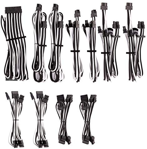 Corsair Premium Sleeved Netzteil Pro-Kabel-Set Typ4 (Generation 4-Serie) Weiß/Schwarz