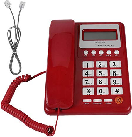 Kafuty Telefono Fisso, Telefono Corded con Display LCD & Tasti Grandi - ID chiamante/richiamare/ricomporre, Telefono DTMF/FSK per Casa Ufficio Hotel (Rosso)