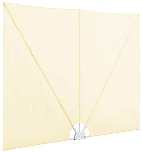 yorten Klappbar Balkonfächer Seitenmarkise Sichtschutz Balkon Windschutz Balkonsichtschutz UV-Schutz 400 x 200 cm Creme
