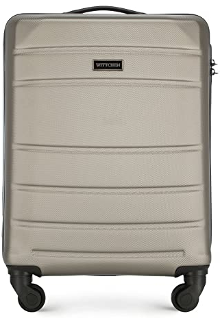 WITTCHEN Globe Line Reisekoffer Handgepäck Kabinengepäck Trolley Hartschale aus ABS mit 4 Rollen Zahlenschloss Teleskopgriff | Größe S | Champagner Lufthansa/Eurowings/Ryanair/Condor/Discover Airlines