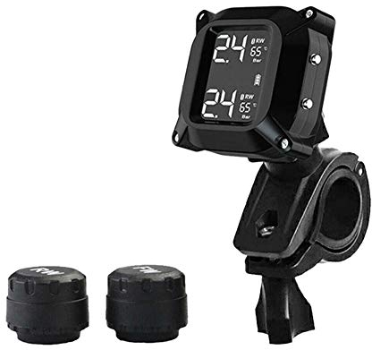 Goodtimera Motorrad TPMS Reifendruckkontroll, Wasserdicht Blitz Proof Allgemeines Drahtloses Motorrad Reifendruckkontrollsystem 2 Externe Interne Kenntnisse Für Zwei Räder Motorrad