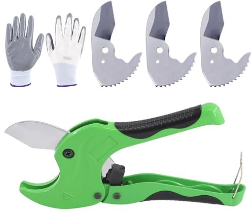 Mardatt Professional PVC Pipe & Tube Cutter Tools Kit Including 3 Spare Blades, Glove for Cutting O.D. up to 1-5/8 inches Plastic PEX, PVC, and PPR Pipe, Ideal for Plumbers, Repairer