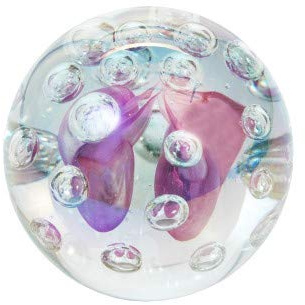 Pfronten Traumkugel 267 (6,5-7cm) klar-lila Luftblasen mit Öleffekt - Glaskugel, Briefbeschwerer, Paperweight