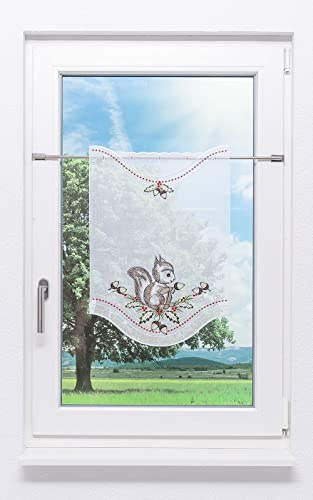 Plauener Spitze Scheibenhänger Eichhörnchen (Bx H) 40cm * 60cm Braun/Graubraun