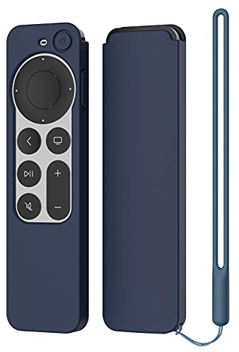 ARSUNOVO Protective Silicone Case Compatible with 2021 2022 Apple TV Siri 4K (2nd & 3nd Generation) Remote, Anti-Slipping Durable Full Protection, Shock Absorption Washable Case (Navy Blue)