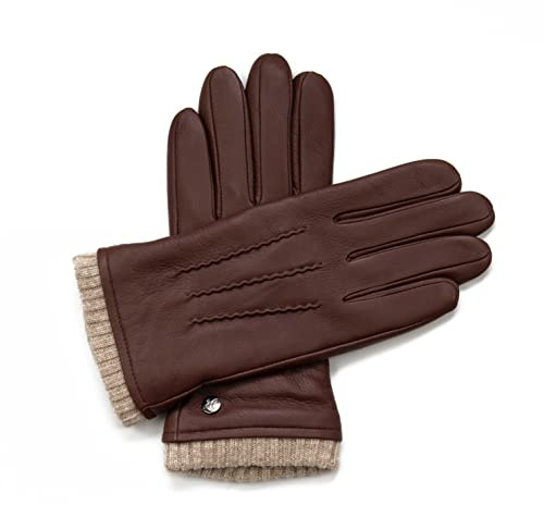 Hand Gewand by Weikert Lederhandschuhe aus Hirschleder mit Kaschmirfütterung, mit warmer Strickstulpe, Herren Hirschlederhandschuhe, warm gefüttert,gefüüterte Herrenhandschuhe