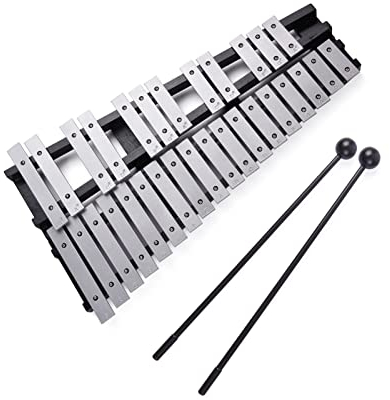 Sasuori Xylophon Glockenspiel mit 30 Tönen, Holzrahmen, Aluminiumstäbe, pädagogisches Percussion-Musikinstrument, Geschenk mit Tragetasche