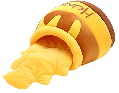 Koomuao Niche pour Chat Interieur, Panier pour Petit Chien et Chat Pot de Miel Créatif Nid d'animal Lit Moelleux avec Coussin Chaud Doux Confortable Lavable (Jaune)