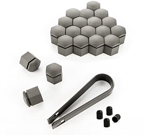 LST 20x Abdeckkappen Sechskant Radschrauben Kappen Set 19 mm grau matt
