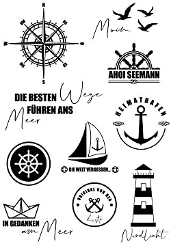 VBS Silikonstempel Am Meer 10 STK Stempelset für Sommermotive 3.6-7.9 cm ideal für Grußkarten Einladungen Scrapbooking Geschenkverpackungen aus Silikon Motivstempel Reinigung empfohlen