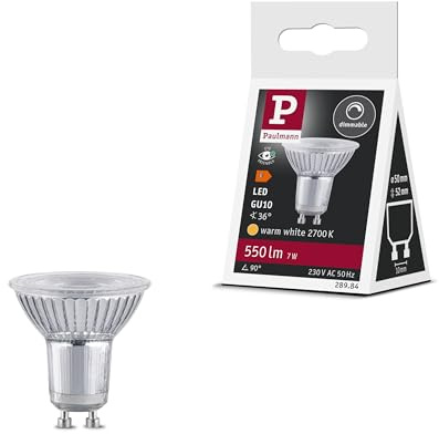 Paulmann 28984 Standard 230V LED Reflektor GU10 7W 230V 550lm dimmbar 50mm Silber Glas 2700K - Warmweiß Leuchtmittel