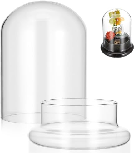 KONTONTY Micro Landscape Vase Rose Dome Terrarium Jar Cover Display Bell Jar Glass Bonsai Pot Rocks Bell Plant Vase Rose Decor Glass Terrariums for Plants Desktop 16c Specimen