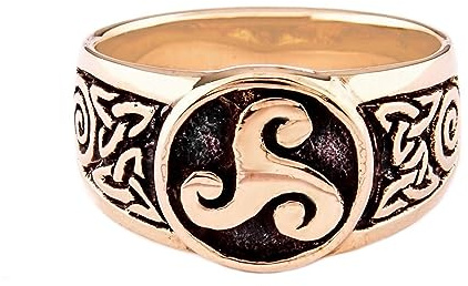 Windalf Irischer Siegelring THYRION 10 mm Keltische Triskele Symbolschmuck Bronze