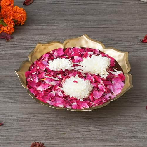 eCraftIndia Urli in metallo dorato realizzato a mano tradizionale a forma di fiore di loto, perfetto per casa, ufficio, matrimonio, decorazione Diwali - Urli Showpiece per fiori galleggianti, candele