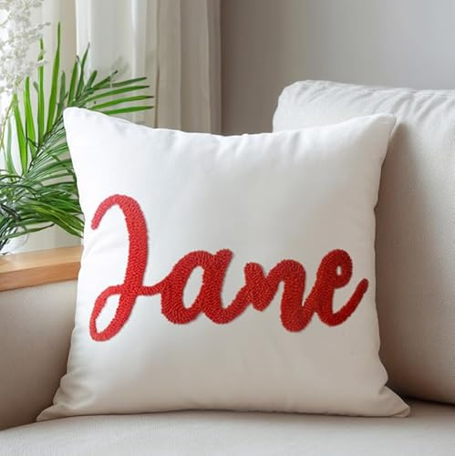 Wucidici Personalised Cushion, Custom Embroidered Name Pillow Customised Home Decoration Cushion Cotton Pillowcase for Bedrooms, Sofas, Children's Rooms - Optional Pillow Insert 45X45cm