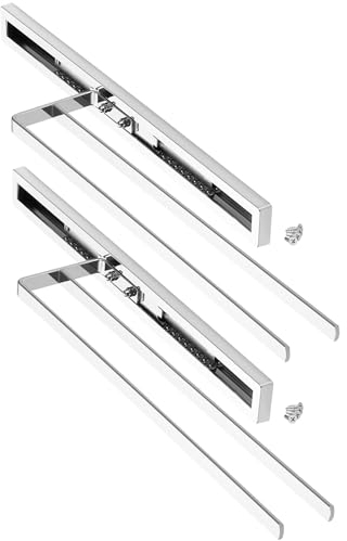 2 Stück SO-TECH® Handtuchauszug Elegance Chrom 2-armig 415 mm eingeschoben, 715 mm ausgezogen Handtuchhalter Handtuchstange