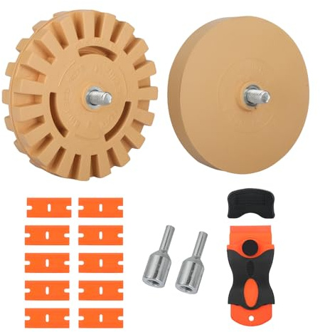 Worown 2 Stuck (Ø100 mm & Ø88 mm) - Folienradierer, Radierscheibe, Radiergummi Rad inkl. Adapter Verwendung mit Akku-Schrauber, Geradschleifer zum Entfernen von vereiteln, Klebstoffresten, etc. auf m