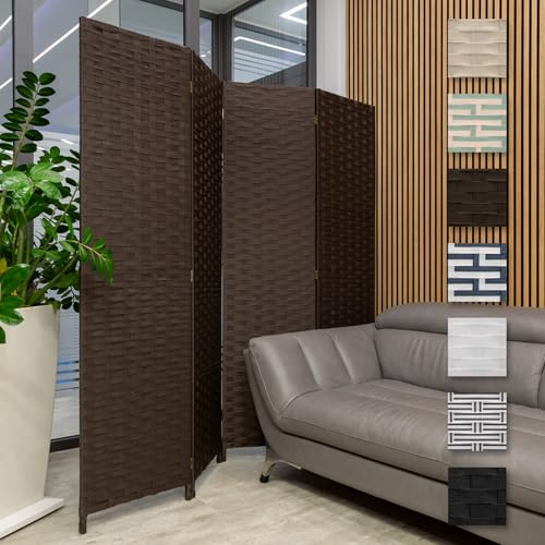 HEXIM Paravent 180x180 cm - Trennwand 4-teilig klappbar für Innenbereich - Büro Heimbüro Privatsphäre Raumtrenner Stellwand freistehend (LR187-coffe)