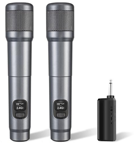 Kabelloses Mikrofon, FOLTUSMY dynamisches Handmikrofon aus mit wiederaufladbarem Empfänger, 200 Fuß Reichweite, Mikrofon für Gesang, Karaoke, Meetings, Kirche, Hochzeit