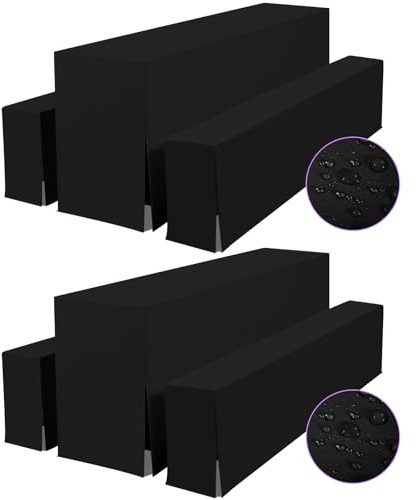YMHPRIDE Zwei 3-teilige Sets Biertischhussen, Schwarz wasserdicht Biertischhusse für Bierzeltgarnitur, Set für 70 cm Tischbreite, Bierzeltgarnituren 220 x 70cm für Gartenbankett-Gartenmöbel-Bezüge.