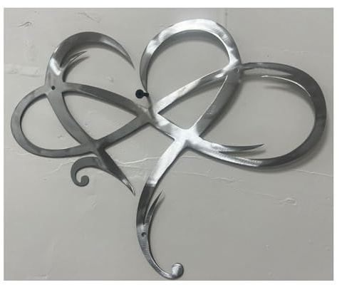 Wandskulptur mit Unendlichkeits-Herz, Metall, Wandskulptur für Wohnzimmer, Hochzeit, Wanddekoration, Silber, 40 x 35 cm
