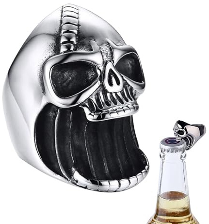 Décapsuleur de bière pour homme - Bague décapsuleur - Bague tendance punk motard - Bague gothique - Décapsuleur de bière pour homme