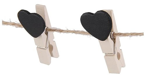 HAWILLOSCH 10stücke Herzklammern Aus Holz Schwarz Zum Aufhängen Mit Schnur Für Hochzeit Dekoration Und Party-hängeklammern Maße