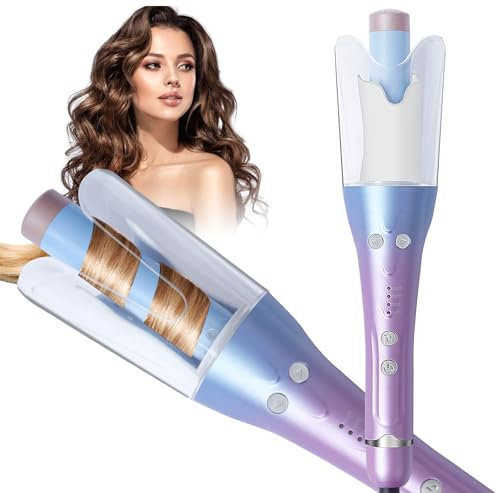 Hoapin Ferro Arricciacapelli Automatico, Piastra Arricciacapelli 28mm, 4 Temperatura e Design Antiscottatura, Cavo Girevole a 360°, per Capelli Lunghi e Medi