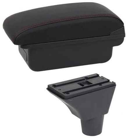 MObyat Caja Almacenamiento Coche Caja De Reposabrazos para Coche, Contenido De Tienda Central, Decoración De Estilo con Portavasos, Accesorios USB para Ibiza 6j 6L(B Red Line 1)