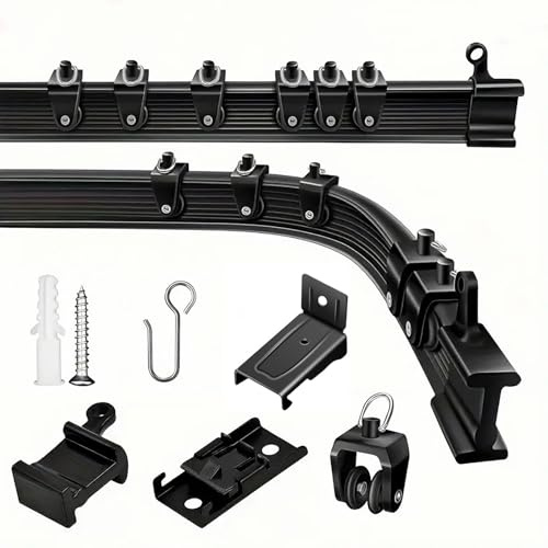 YLNANMI Flexible Biegbare Gardinenschiene, 7M Schwarz, W/D Einfach Install | Geeignet für Wohnmobile, Badezimmer, Glatt Gleitend, Einfache Installation, Passt Für Alle Räume.