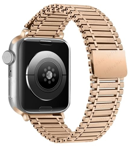 ILAZI Metal Strap for Apple Watch Ultra Band 49mm Series 10/9/8/7 41mm 45mm Steel Wristband Iwatch 6 SE 5 4 3 38mm 40mm 42mm 44mm S10 46mm 42mm Watchbands(Rose Gold,38 40 41mm)