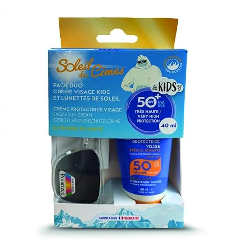 SOLEIL DES CIMES | Duo Kids Creme IP50 + Lunettes | Nourrit, Hydrate & Protège - Idéal pour la montagne - Fabriqué en France