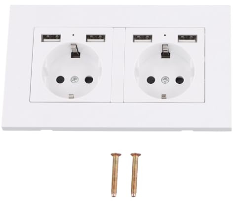 Knoruley Scatola Presa di Corrente A Muro Esterna Impermeabile IP66, 16A 250V, Doppia Presa Elettrica con 2 USB per Casa e Giardino Stile Tedesco.