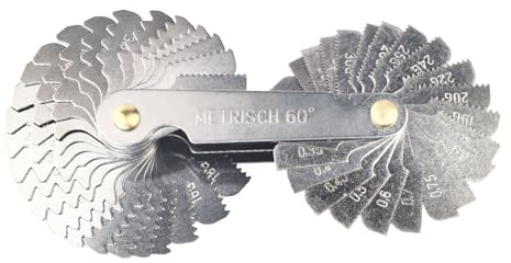52 Blätter Edelstahl Gewindelehre Set, Gewindesteigungslehre 24blatt Metrisch 60° 0,25-6mm und 28blatt Whitworth Gewinde 55° 4G-62G, Gewindeschablone Rostschutz Metrisch/Zoll für Präzisionsmessungen