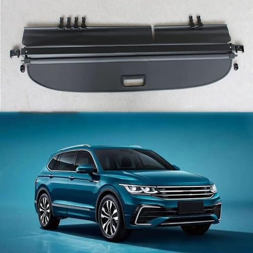 DTGTEX Auto-Kofferraumvorhang Kompatibel Mit für VW Tiguan 2017-2022 Einziehbare Schwarz Laderaumabdeckung Kofferraum-Abdeckung Kofferraumschutz