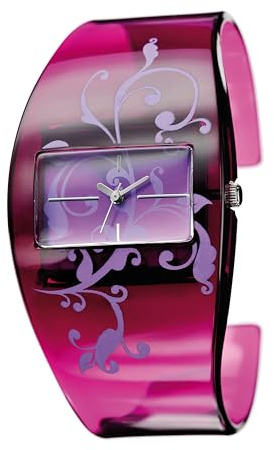 OSCO Germany Modische Damen Spangen-Uhr Purple mit Tatoo-Ornamenten 04897015