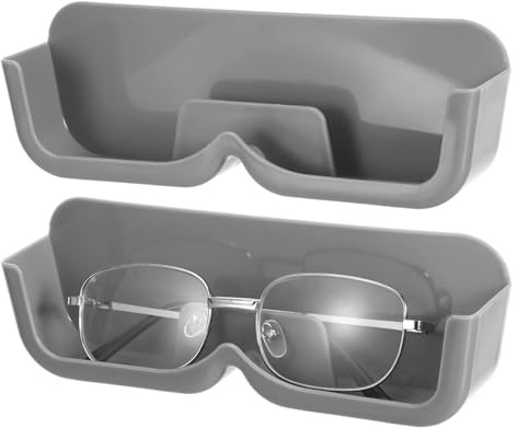 WatDenyFine Brillenhalter Wand Selbstklebend, Sunglass Holder Brillenaufbewahrung Auto Brillenhalter für Auto Sonnenbrillen Aufbewahrung Sonnenbrillenhalter Brillenbox Sonnenbrillen Organizer (Grau)