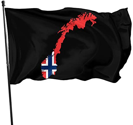 Bandiera della mappa della Norvegia 3x5 piedi, striscione decorativo per esterni da giardino