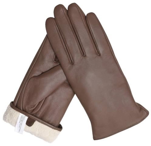 Knuffnee Damen Winter Lederhandschuhe Warme Gefüttert Handschuhe Autofahren Handschuhe
