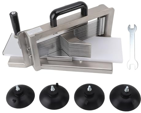 Manual Tomato Cutter Stainless Steel Commercial Tomato Slicing Machine for Vegetables Fruits Professional Kitchen Tool Durable Sturdy Easy Clean 304 Stainless Steel 37x14.5x21cm (3/16)
