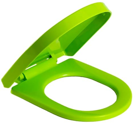 Brigtviee D/U-Shaped Soft Close Toilet Seat PP Toilet Seats with Quiet and Slow Close Lid and Seat, Easy to Install also Easy to Clean, Installation Hole Distance 12.5-16.9cm,Green,36x44.5cm